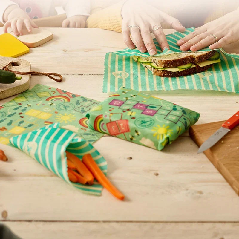 Beeswax Food Wraps, 3-Pack – Reusable Botanical Wraps for a Low-Waste Kitchen