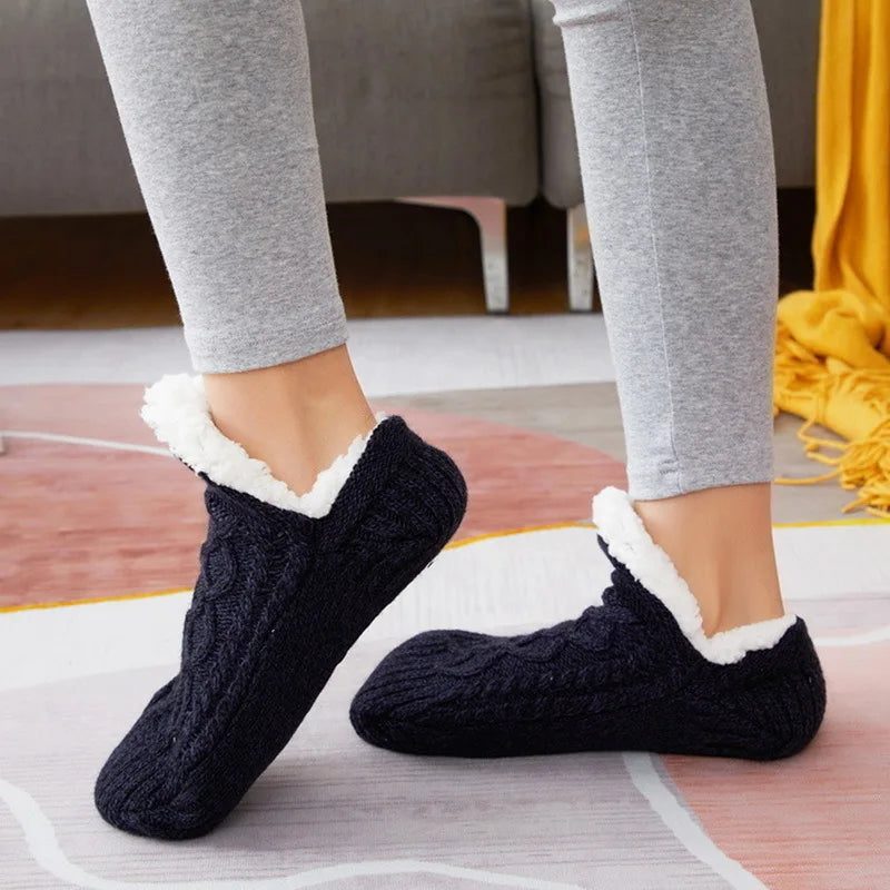 Fuzzy Grip Slipper Socks, 2 Pairs – Plush Non-Slip Socks for Slow Evenings