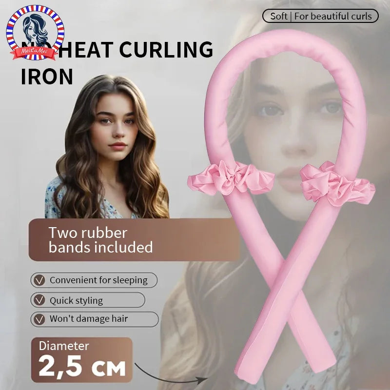Heatless curling rod headband set