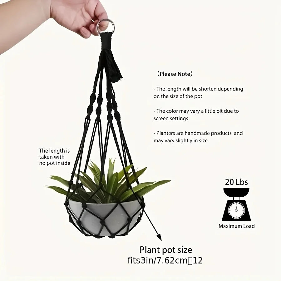 Macrame Plant Hangers, Set of 2 – Handwoven Cotton Indoor Plant Holders
