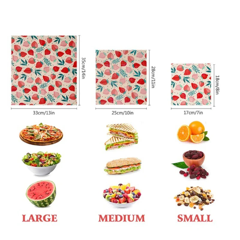 Beeswax Food Wraps, 3-Pack – Reusable Botanical Wraps for a Low-Waste Kitchen