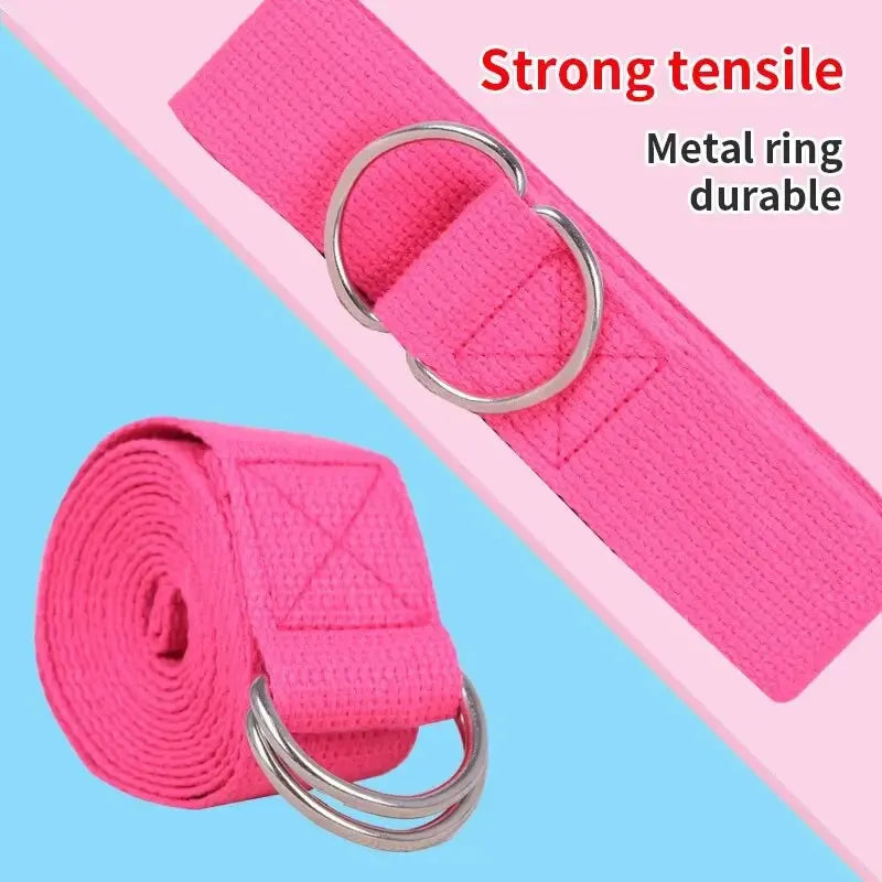 Cotton Yoga Strap with D-Ring – 8 ft Stretching Strap for Gentle Flexibility
