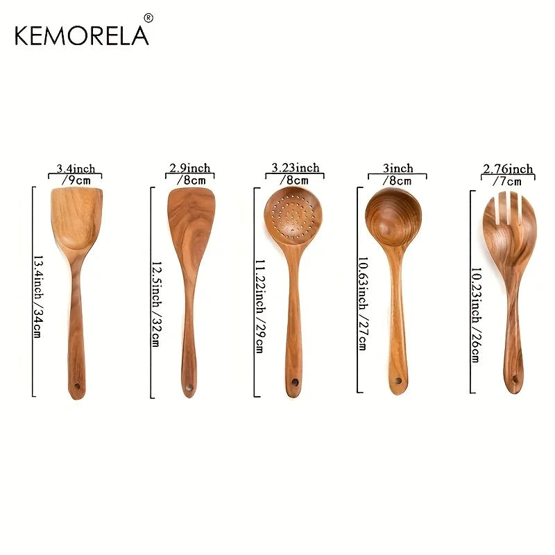 Teak Wooden Cooking Utensil Set – 5 Piece