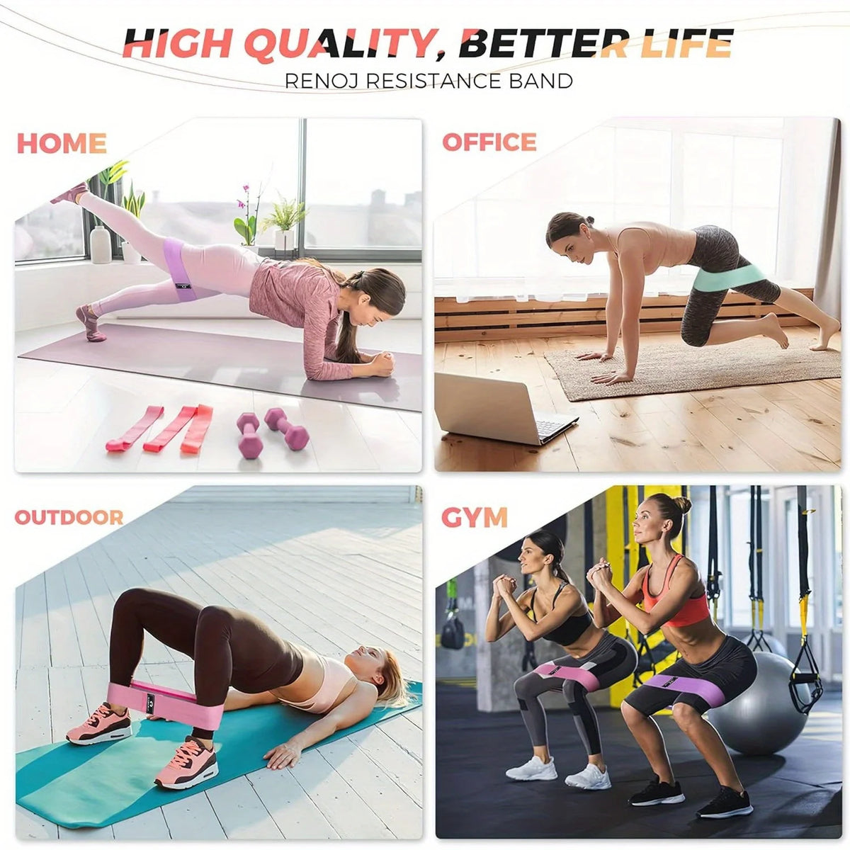 Fabric Resistance Bands Set of 3 – Non-Slip Loop Bands for Gentle Home Workouts