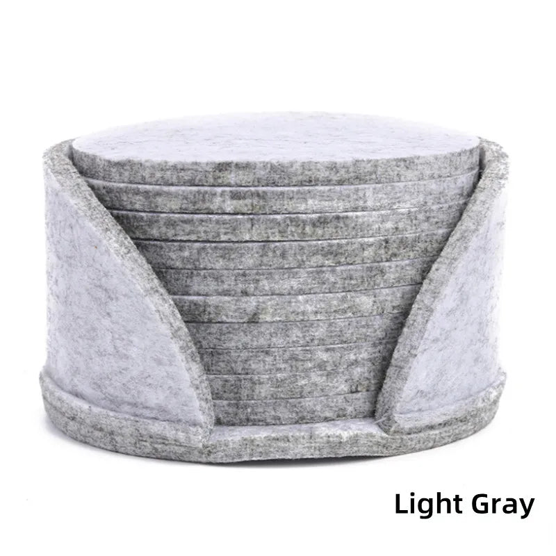 Felt Coaster Set of 6 with Holder – Soft, Absorbent Drink Coasters