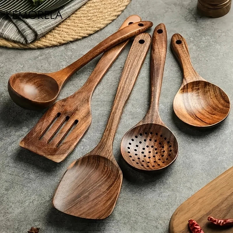 Teak Wooden Cooking Utensil Set – 5 Piece