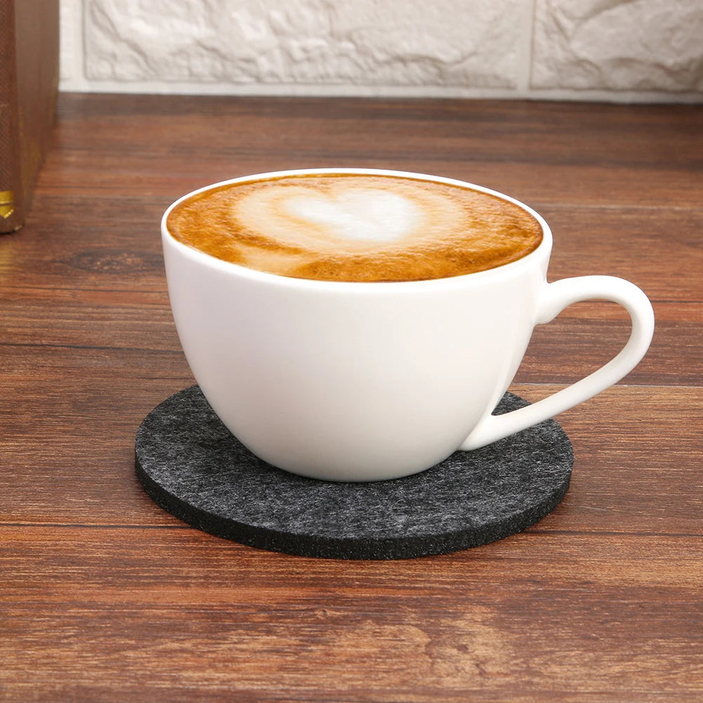 Felt Coaster Set of 6 with Holder – Soft, Absorbent Drink Coasters
