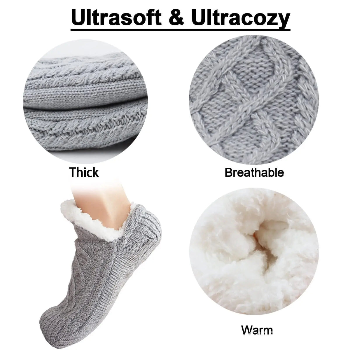 Fuzzy Grip Slipper Socks, 2 Pairs – Plush Non-Slip Socks for Slow Evenings