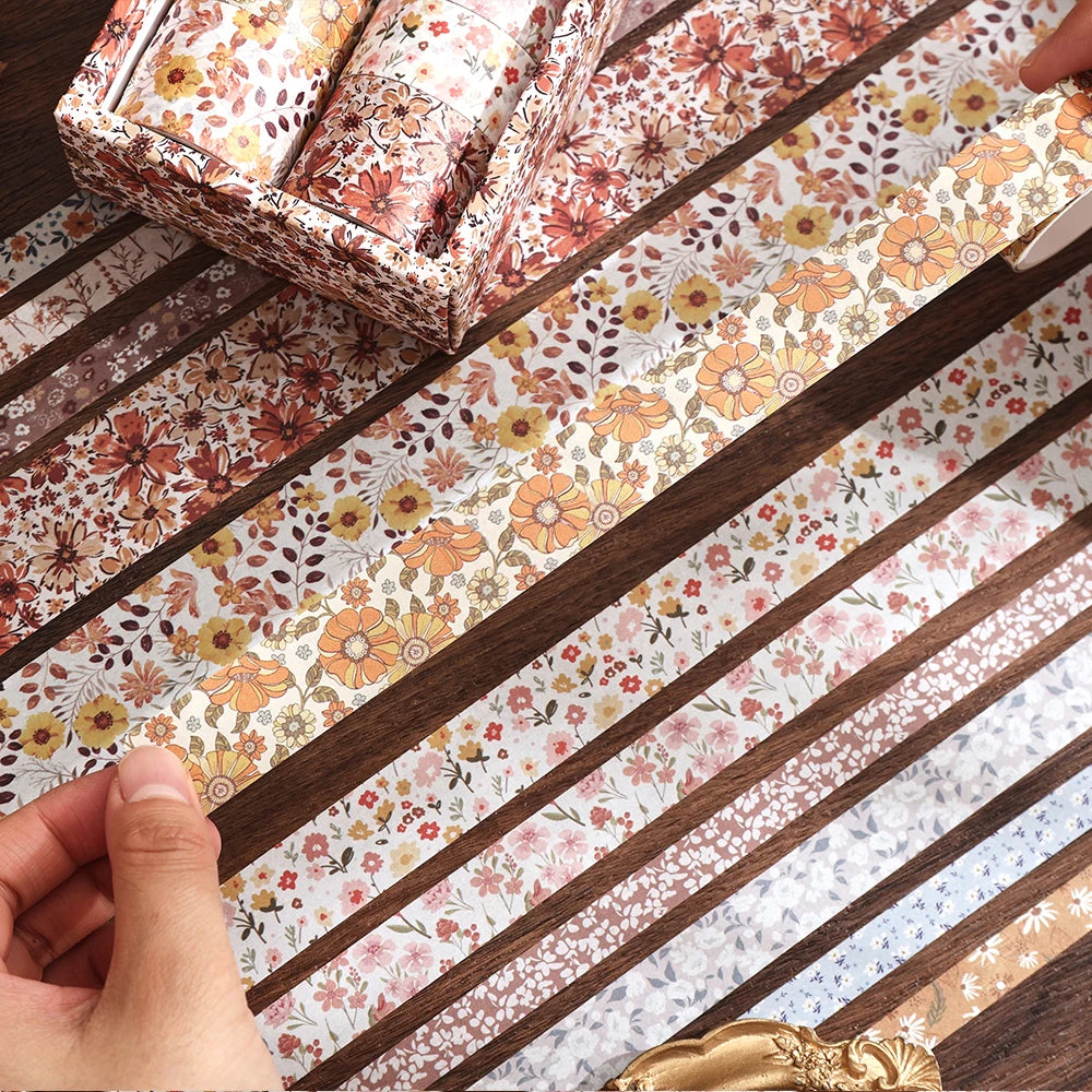 Washi Tape Set of 12 – Botanical & Neutral Tapes for Journals and Planners
