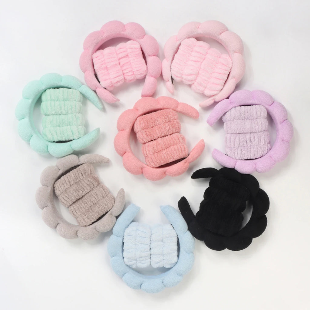 Plush Spa Headband & Wristband Set – Cozy Skincare Routine Essentials