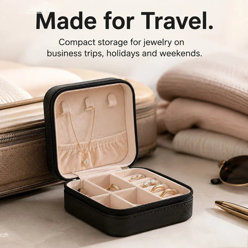 Mini Travel Jewelry Case – Compact Organizer for Rings, Earrings & Necklaces