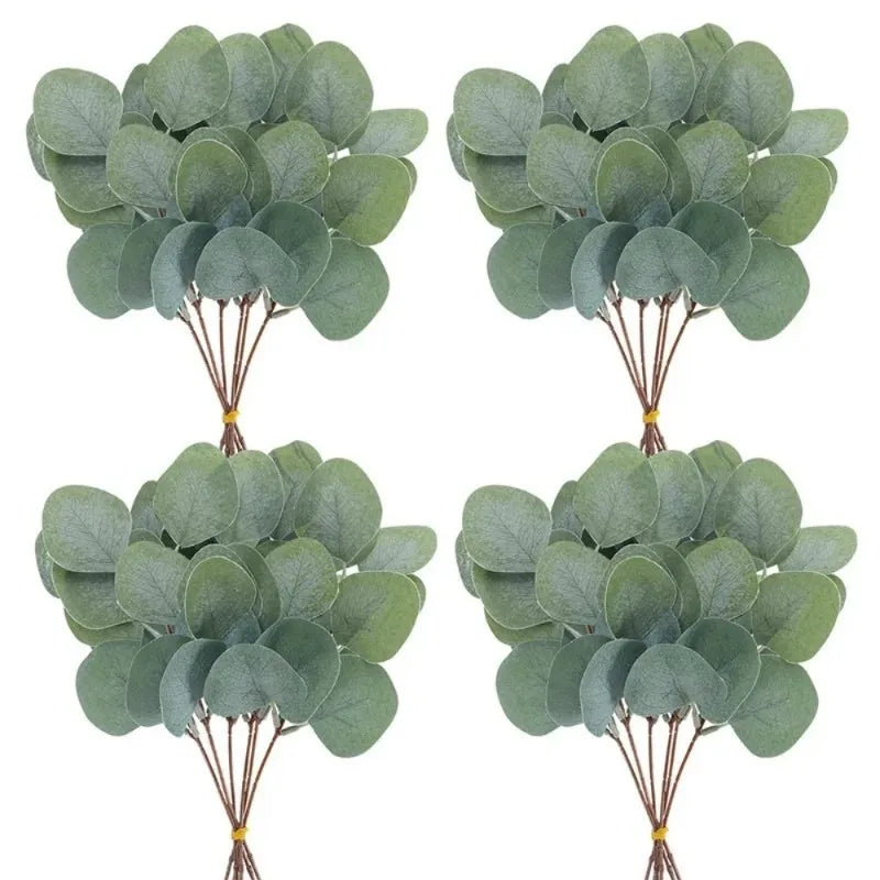 Faux Eucalyptus Stems, Set of 6 – Lifelike Greenery for Vases & Shelves