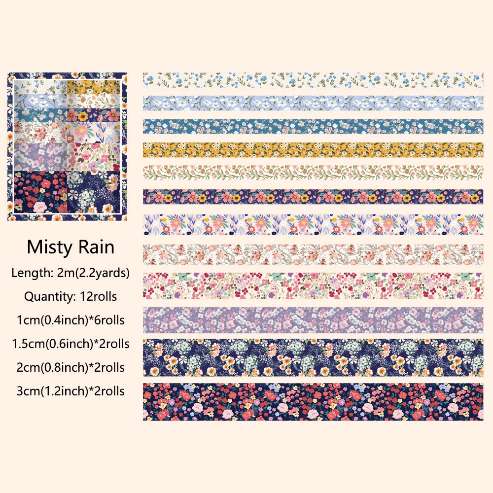 Botanical and neutral washi tape set of 12, photo 7 of 9
