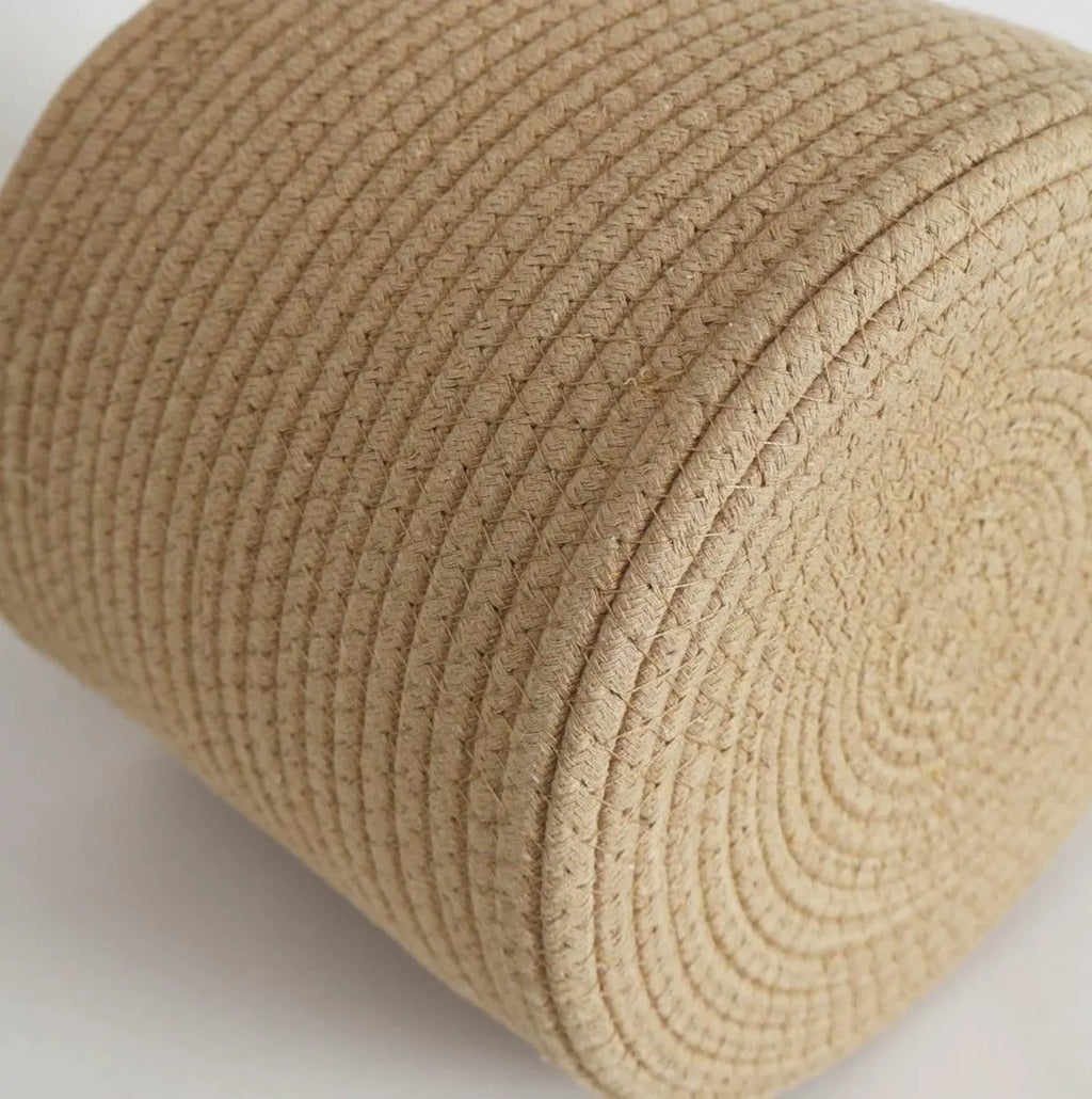 Woven Cotton Rope Storage Basket – Cozy Blanket Basket with Handles