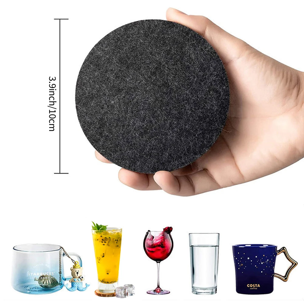 Felt Coaster Set of 6 with Holder – Soft, Absorbent Drink Coasters