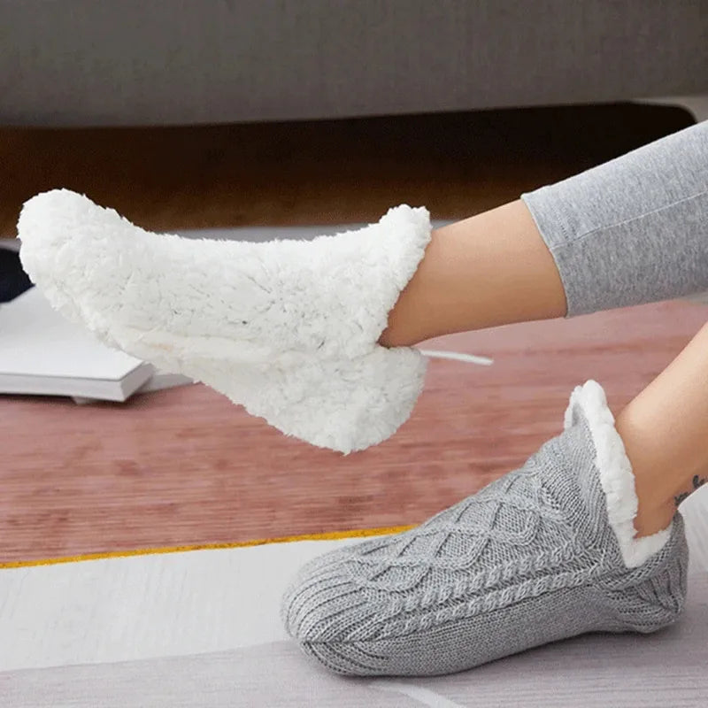 Fuzzy Grip Slipper Socks, 2 Pairs – Plush Non-Slip Socks for Slow Evenings