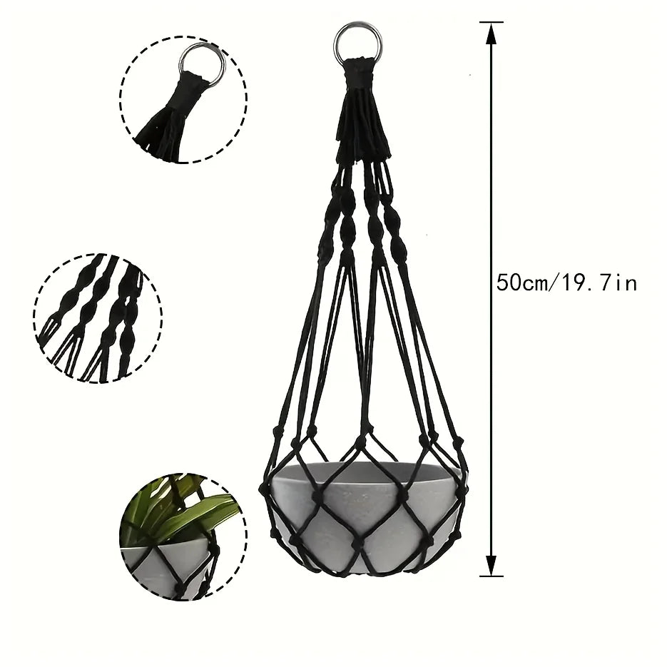 Macrame Plant Hangers, Set of 2 – Handwoven Cotton Indoor Plant Holders