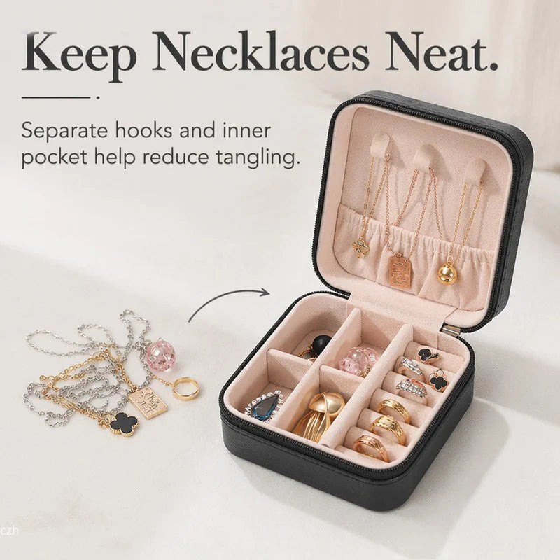 Mini Travel Jewelry Case – Compact Organizer for Rings, Earrings & Necklaces