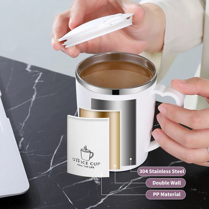 Insulated Coffee Mug with Lid – 12 oz Stainless Mug that Stays Warm