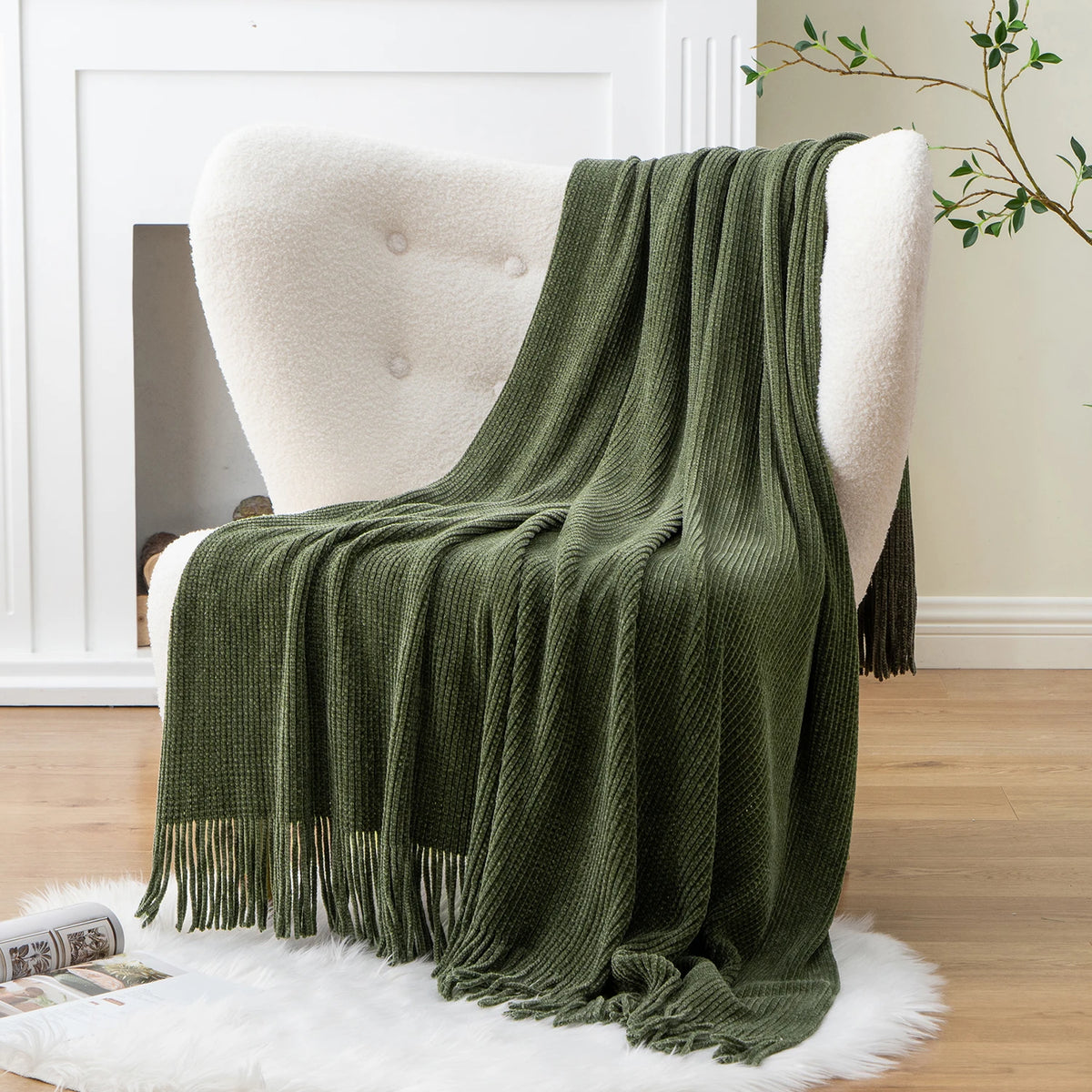 Chunky Chenille Knit Throw Blanket – 50x60