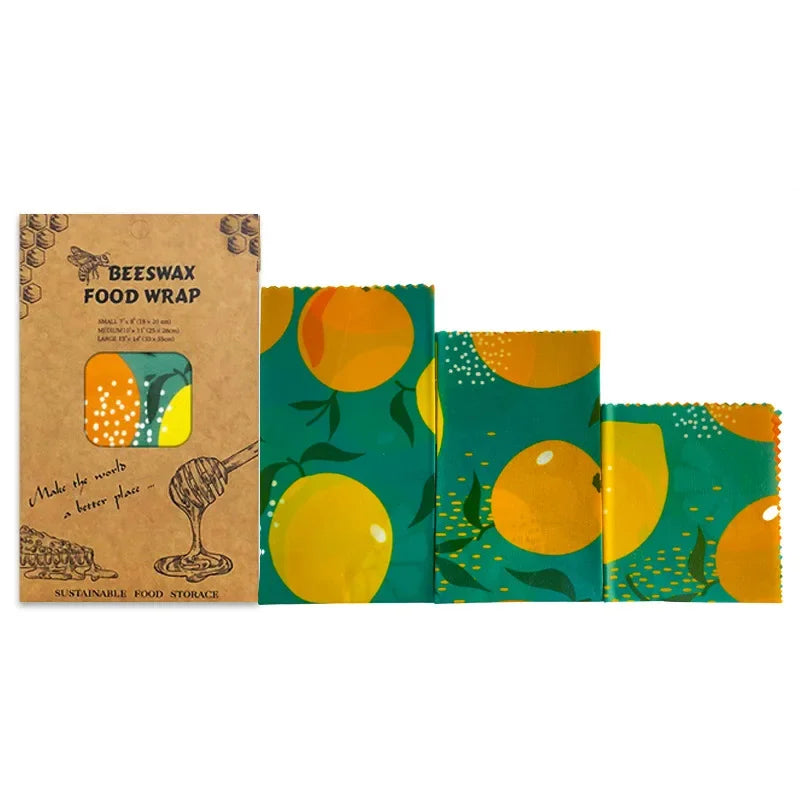 Beeswax Food Wraps, 3-Pack – Reusable Botanical Wraps for a Low-Waste Kitchen