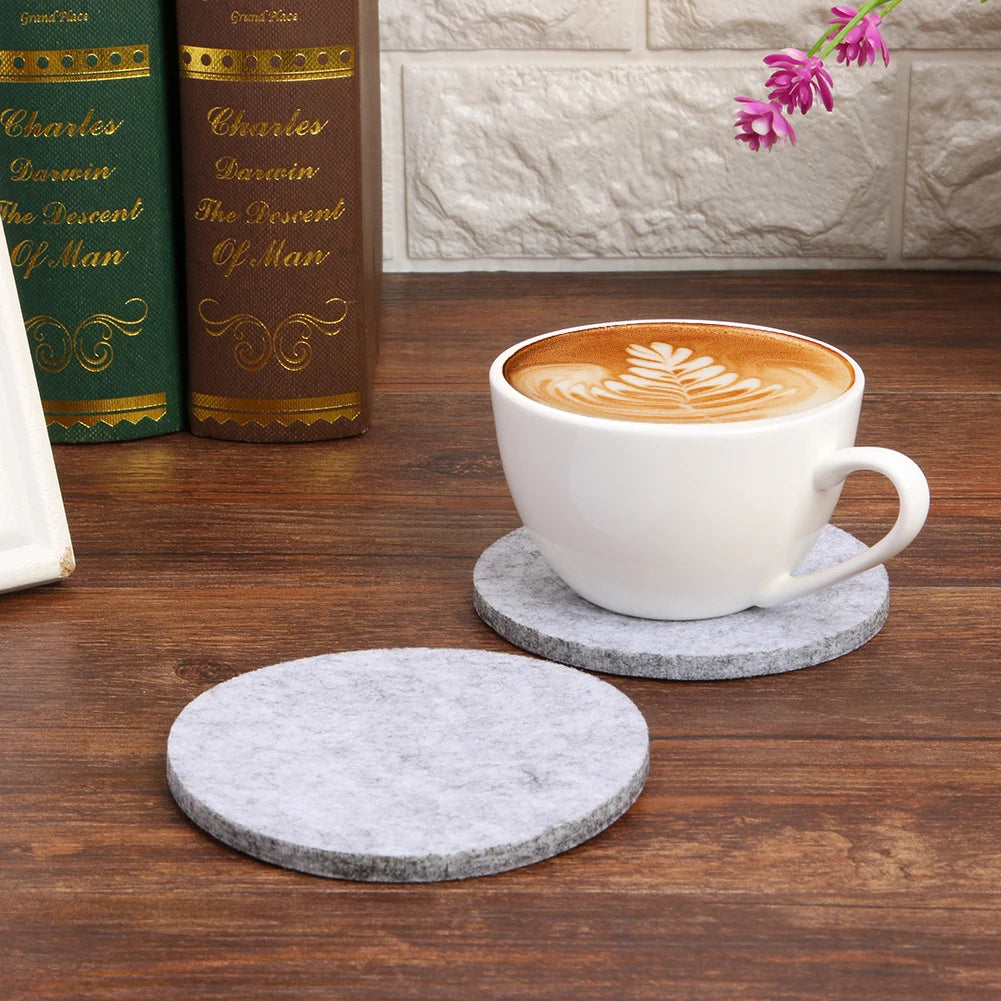 Felt Coaster Set of 6 with Holder – Soft, Absorbent Drink Coasters