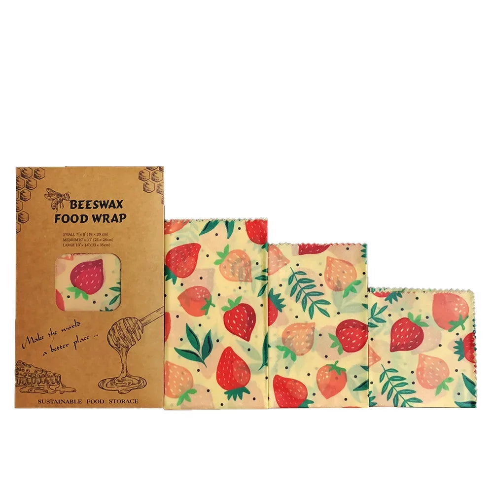 Beeswax Food Wraps, 3-Pack – Reusable Botanical Wraps for a Low-Waste Kitchen