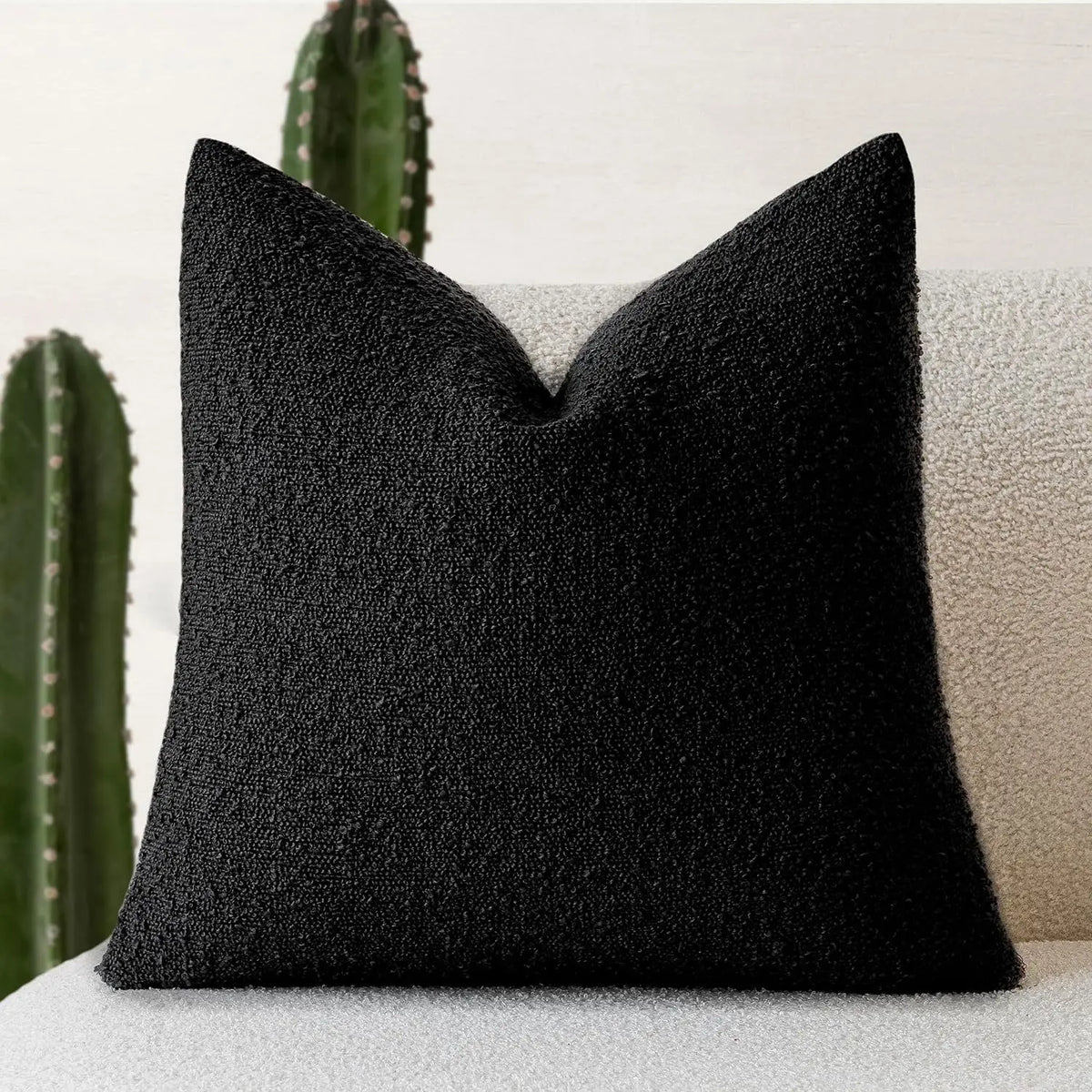 Boucle Throw Pillow Covers, Set of 2 – Textured Neutral 18x18 Cushion Covers