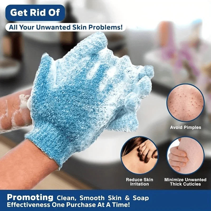 Exfoliating Bath Gloves, Set of 3 – Spa-Day Shower Scrub Mitts