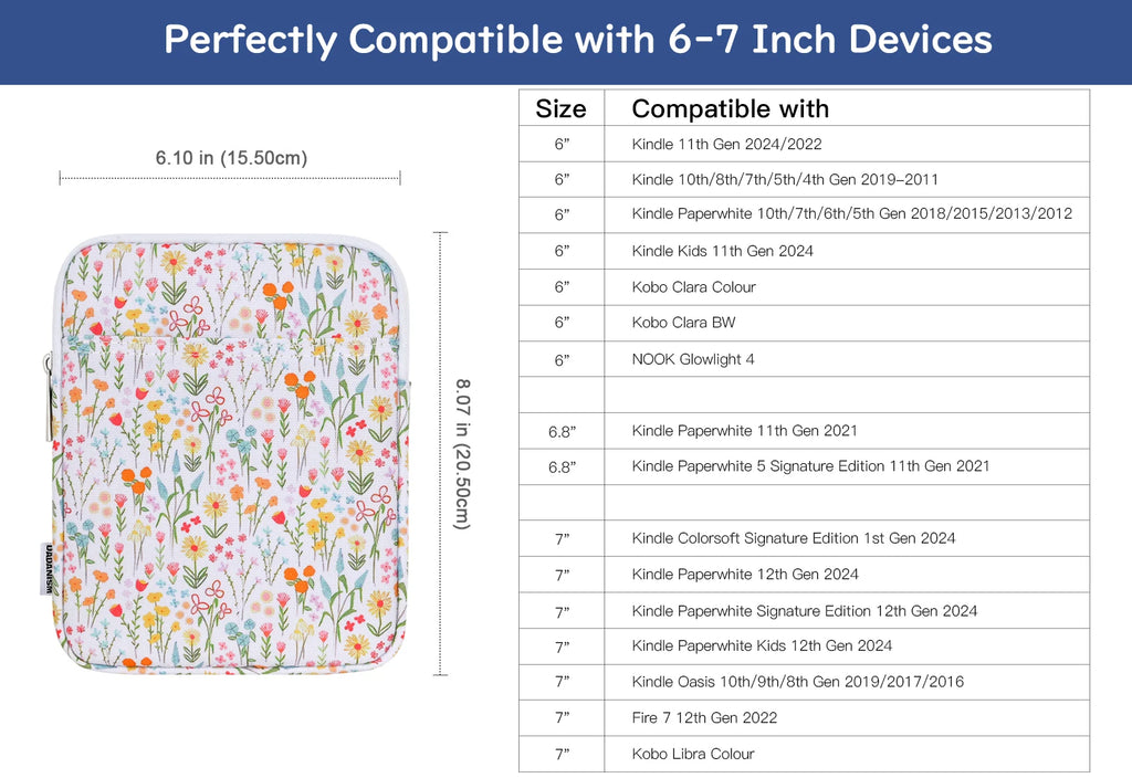 Padded Book Sleeve – Quilted Book Protector for Paperbacks & E-Readers
