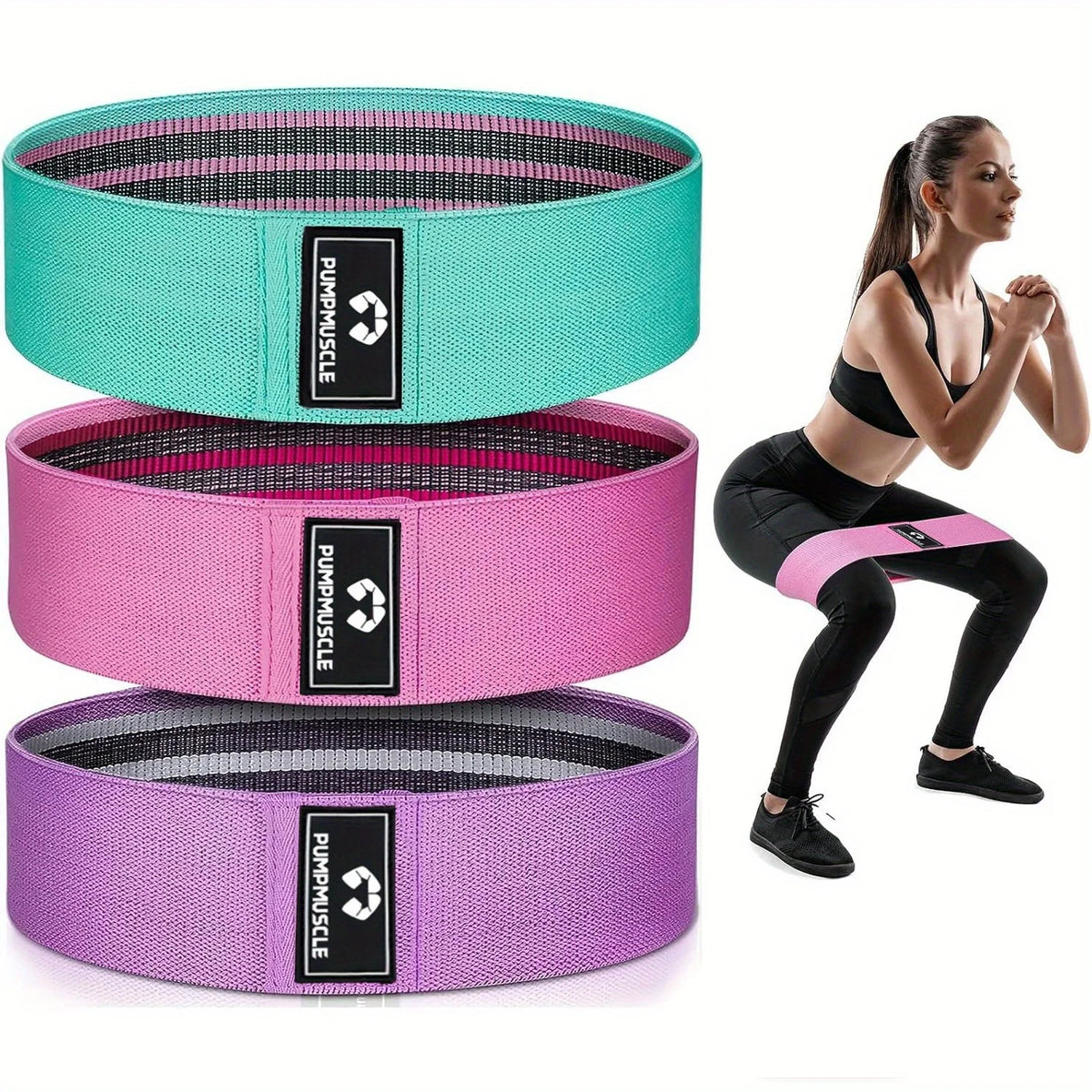 Fabric Resistance Bands Set of 3 – Non-Slip Loop Bands for Gentle Home Workouts
