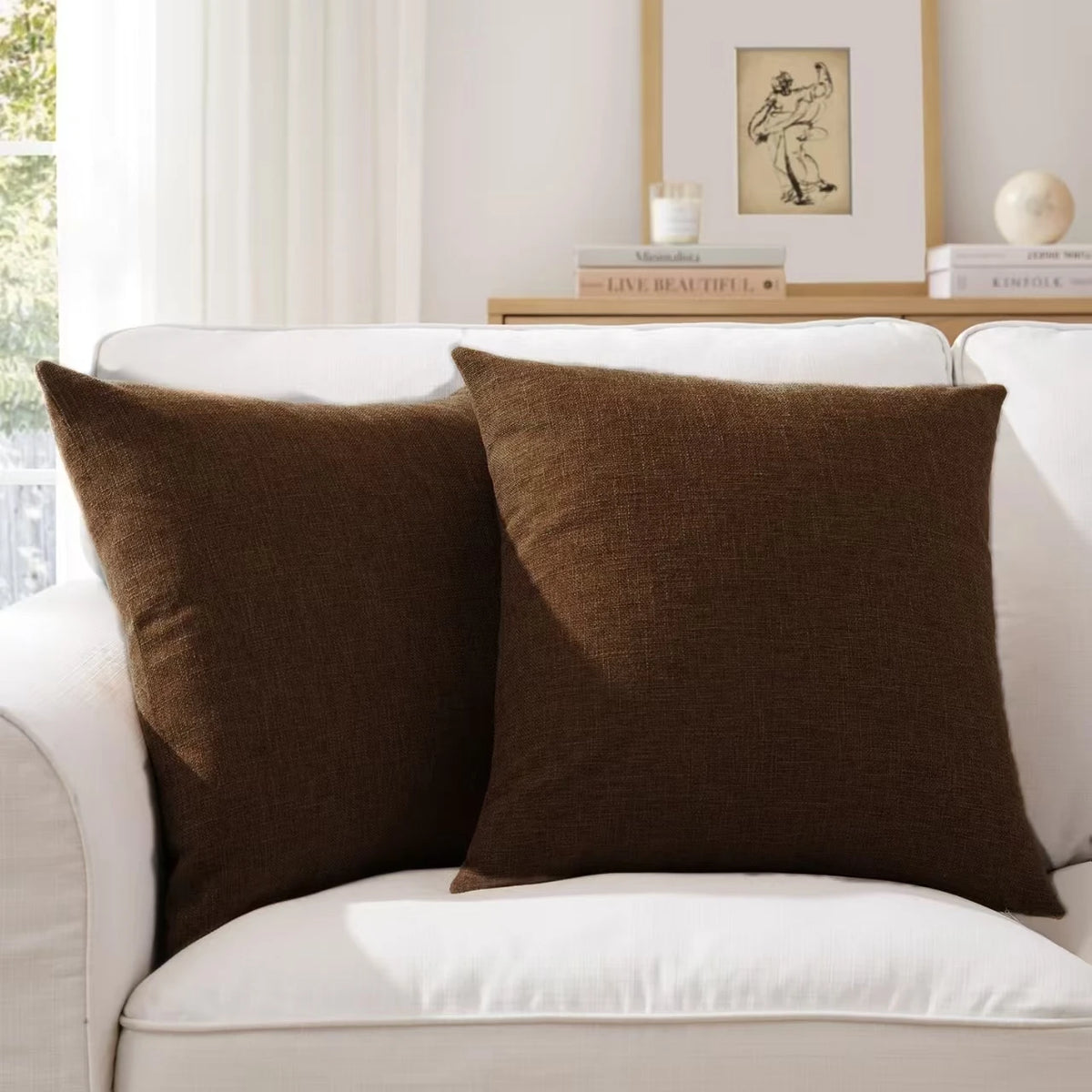 Linen-blend throw pillow covers in earthy tones, photo 9 of 20