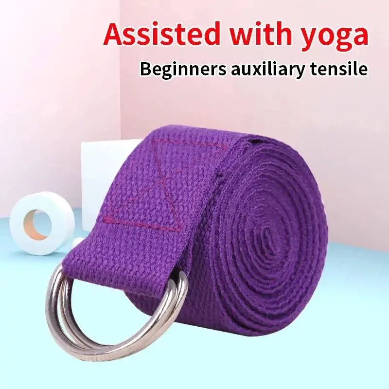 Cotton Yoga Strap with D-Ring – 8 ft Stretching Strap for Gentle Flexibility