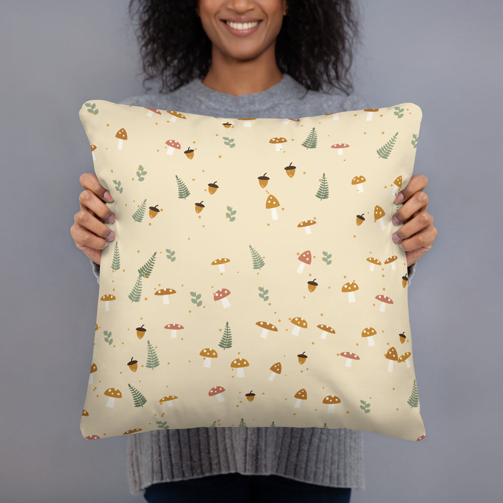 Mushroom cottage woodland print throw pillow, photo 2 of 2