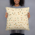 Mushroom cottage woodland print throw pillow