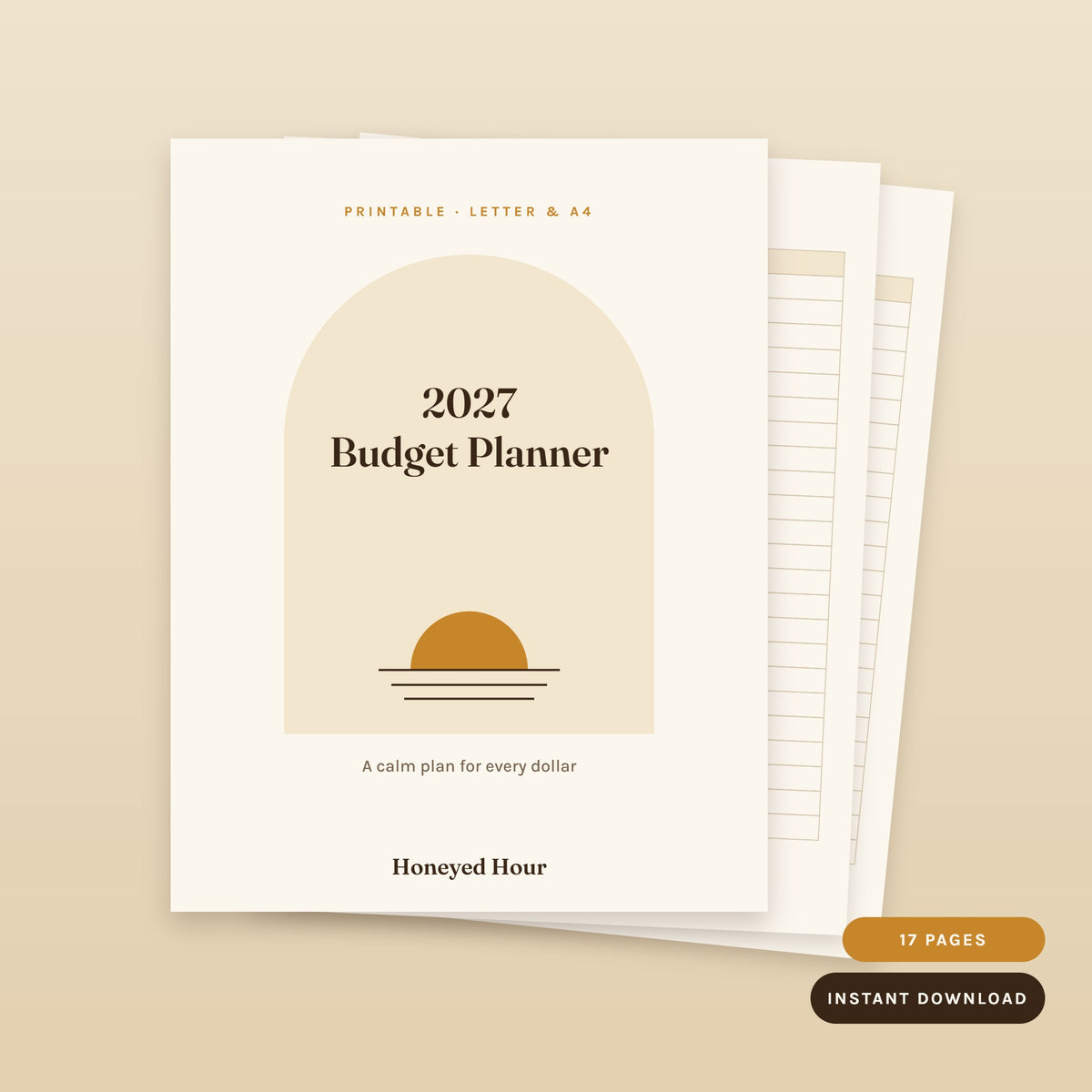 2027 budget planner printable, cover and pages