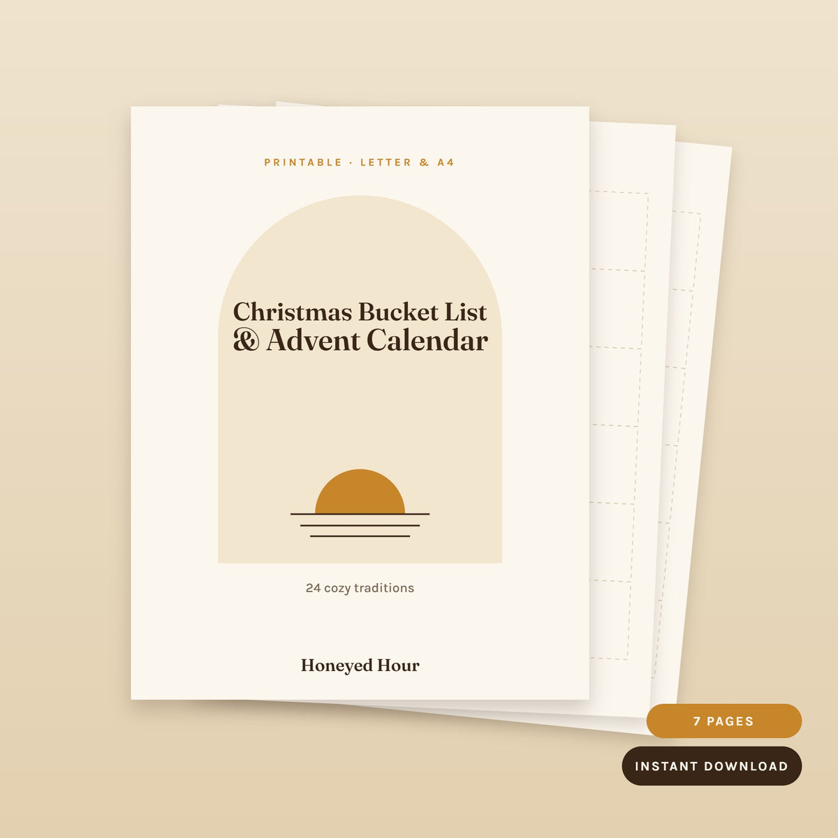 Christmas bucket list and advent activity calendar printable, cover and pages