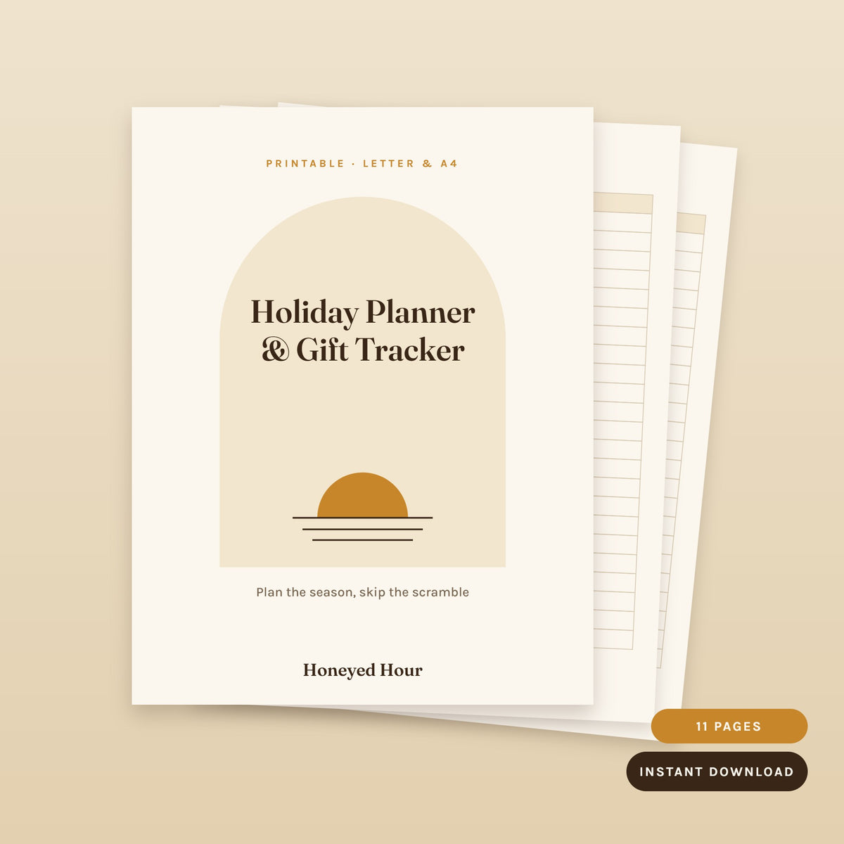Holiday planner and gift tracker printable, cover and pages