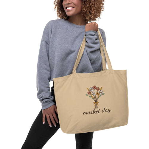 Market Day wildflower print large cotton tote